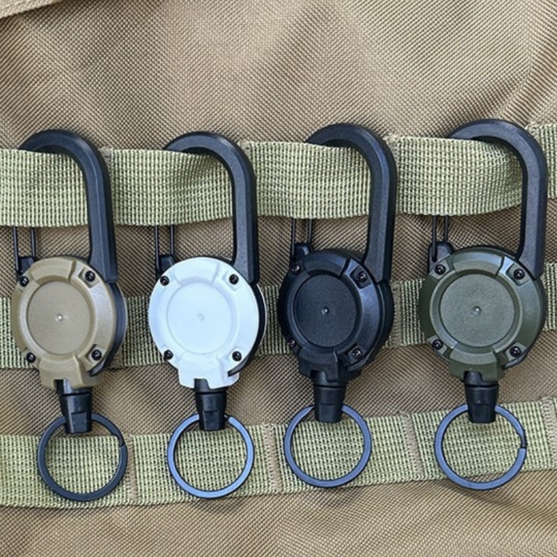 Conventional Reel - Porte-clés rétractable d'extérieur, mousqueton robuste, porte-Badge